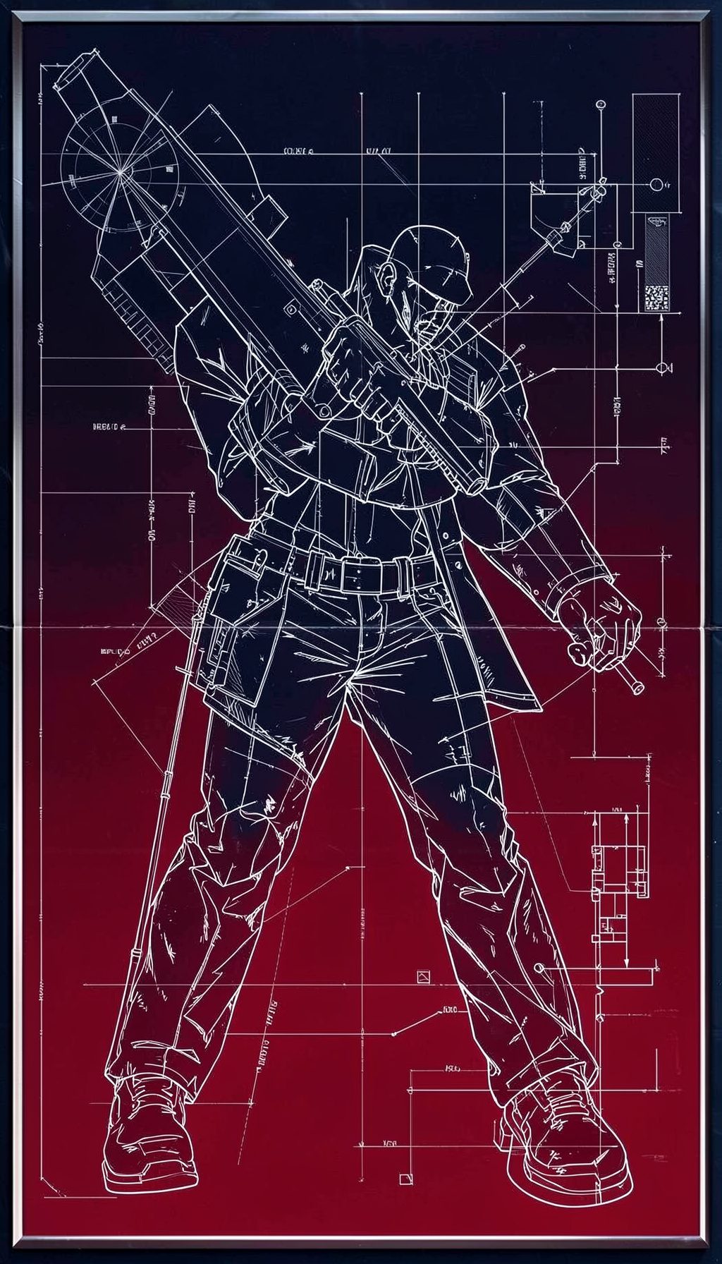 Late-90s action poster with sleek metallic accents and deep navy tones, high-tech spy mood