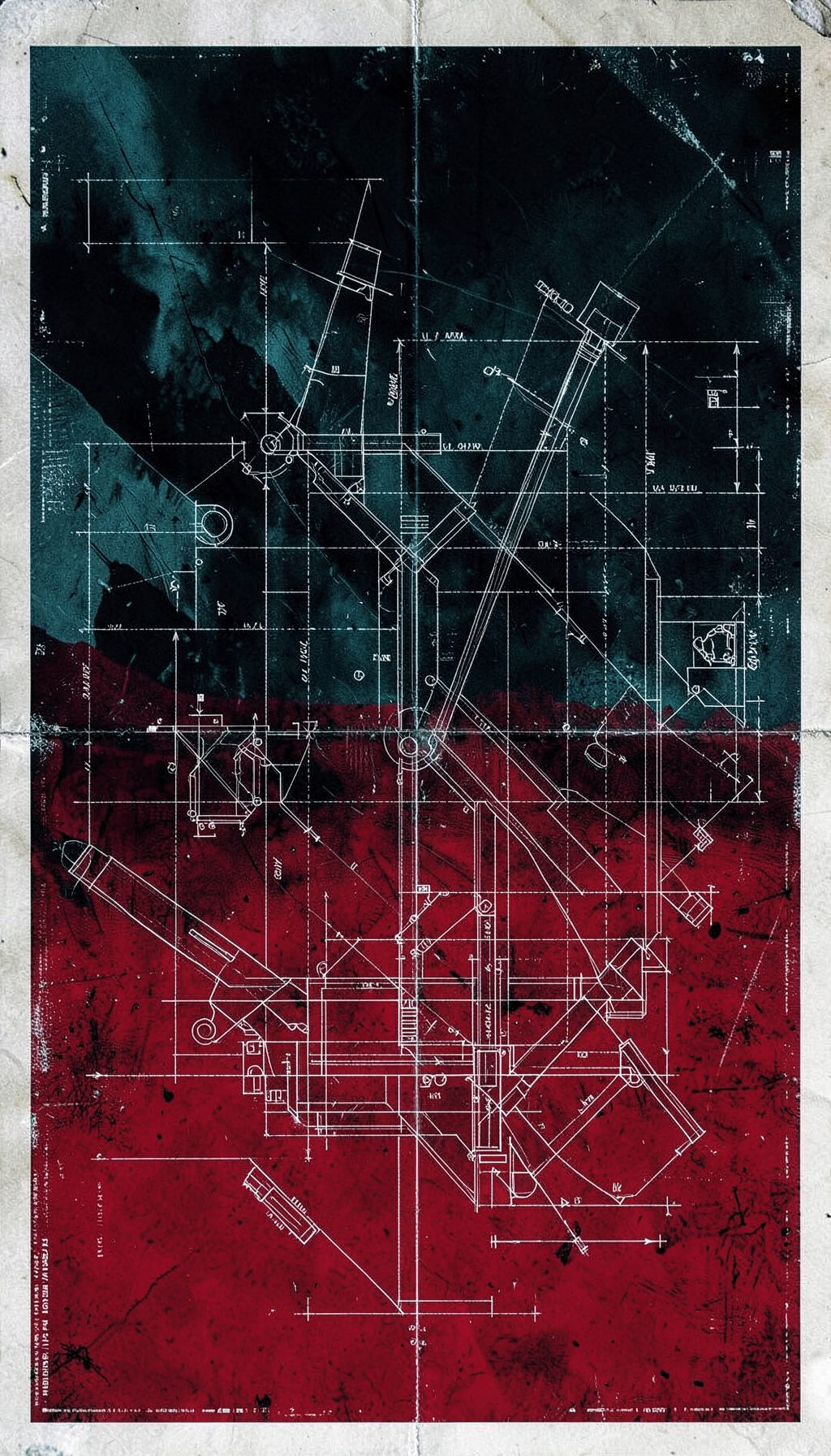 Gritty espionage poster with dark teal and shadow tones, intense dramatic atmosphere