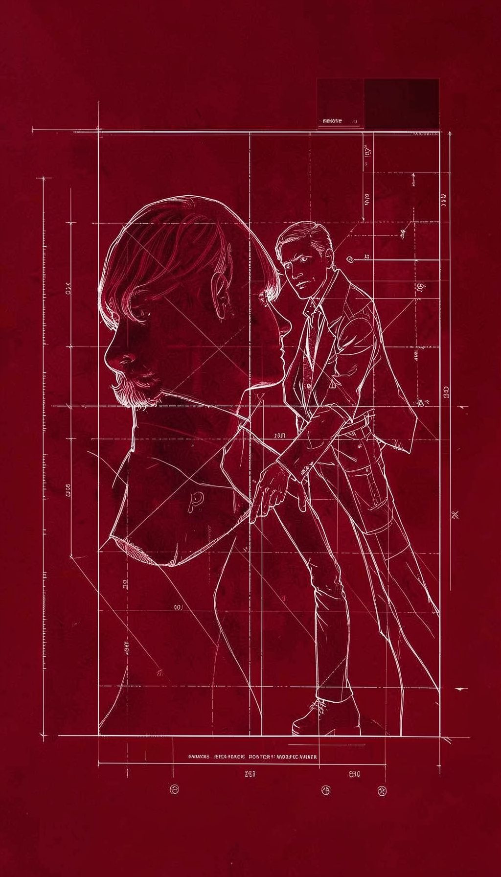 Cold War-era thriller poster with rich crimson and shadow tones, romantic intrigue mood